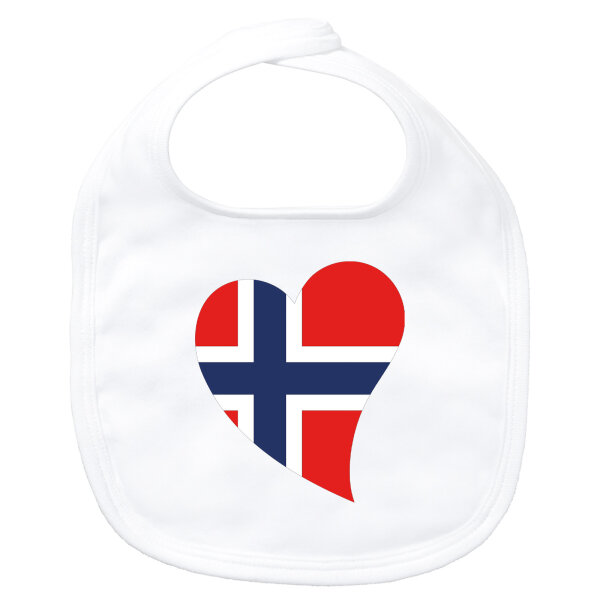 Baby Lätzchen Norwegen Flagge Herz Klettverschluss
