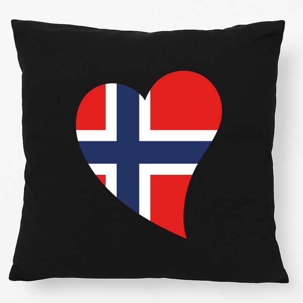 Kissen Norwegen Flagge Herz 40x40cm