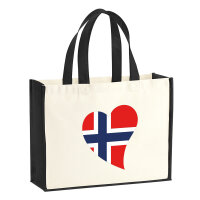 Jutetasche Norwegen Flagge Herz 21 Liter Black