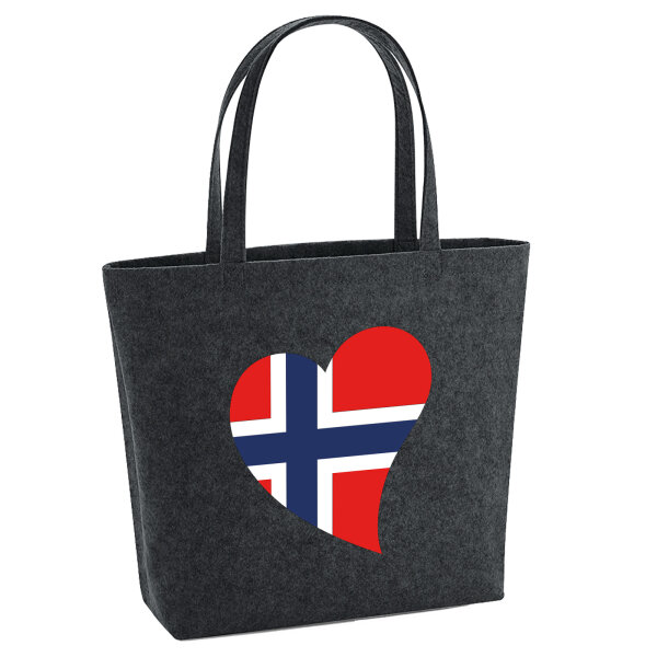 Filz Shopper Norwegen Flagge Herz 22 Liter