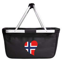 Einkaufskorb faltbar Norwegen Flagge Herz 20 Liter Black