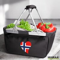 Einkaufskorb faltbar Norwegen Flagge Herz 20 Liter Black