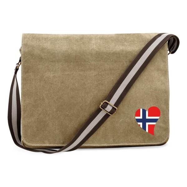 Umhängetasche Norwegen Flagge Herz 14 Liter