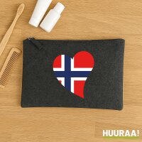 Kulturbeutel Norwegen Flagge Herz 1 Liter Charcoal