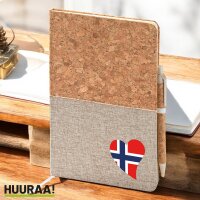 Notizbuch A5 Norwegen Flagge Herz 80 Blatt inkl....
