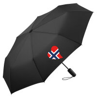 Regenschirm Norwegen Flagge Herz 98cm Schwarz