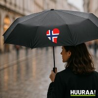 Regenschirm Norwegen Flagge Herz 98cm Schwarz