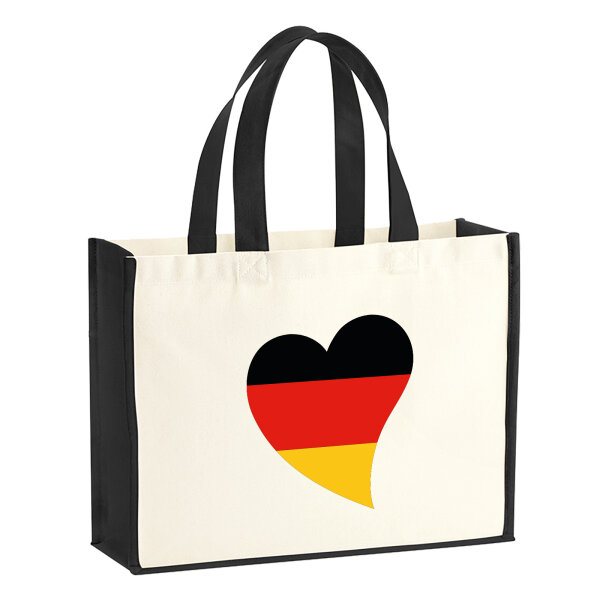 Jutetasche Deutschland Flagge Herz 21 Liter Black