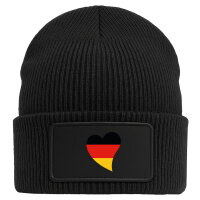 Beanie mit Patch Deutschland Flagge Herz Black