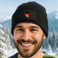 Beanie mit Patch Deutschland Flagge Herz Black