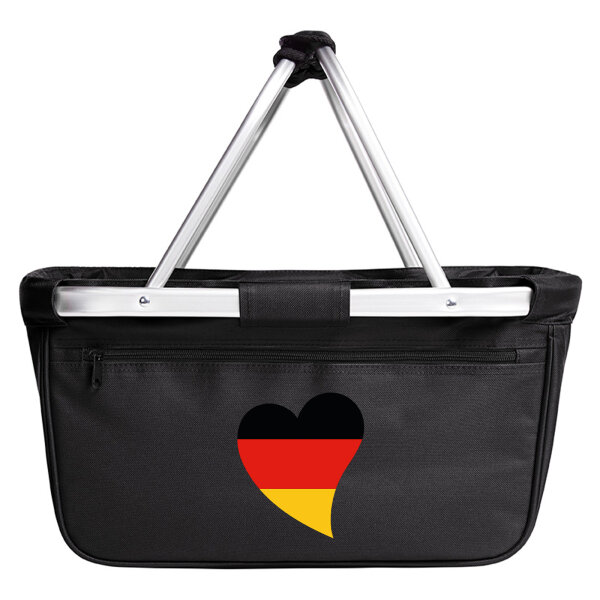 Einkaufskorb faltbar Deutschland Flagge Herz 20 Liter Black