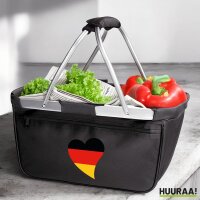 Einkaufskorb faltbar Deutschland Flagge Herz 20 Liter Black