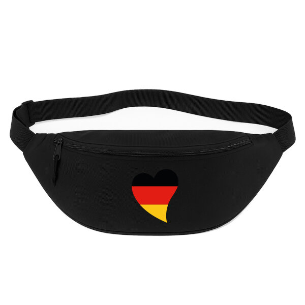 Bauchtasche Deutschland Flagge Herz 2,5 Liter Black