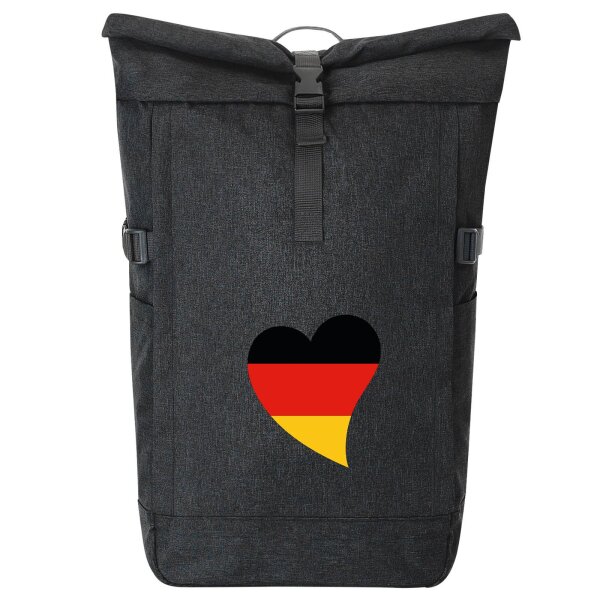 Kurierrucksack Deutschland Flagge Herz 30-44 Liter Black Melange