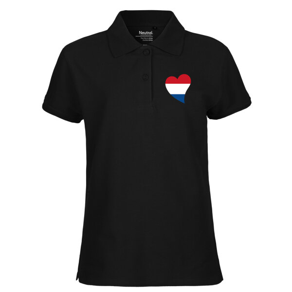 Damen Polo Shirt Niederlande Flagge Herz