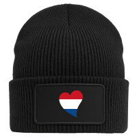 Beanie mit Patch Niederlande Flagge Herz Black