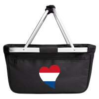 Einkaufskorb faltbar Niederlande Flagge Herz 20 Liter Black