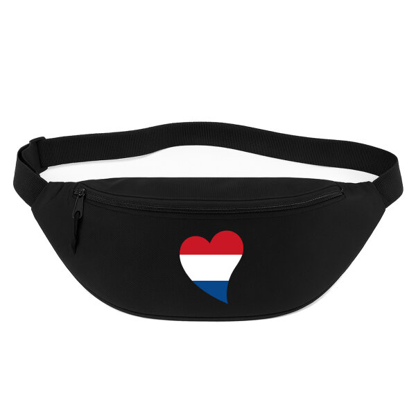 Bauchtasche Niederlande Flagge Herz 2,5 Liter Black