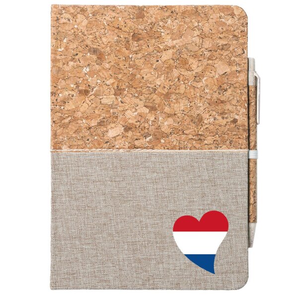 Notizbuch A5 Niederlande Flagge Herz 80 Blatt inkl. Kugelschreiber