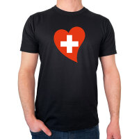 Herren T-Shirt Schweiz Flagge Herz