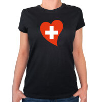 Damen T-Shirt Schweiz Flagge Herz