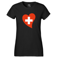 Damen T-Shirt Schweiz Flagge Herz