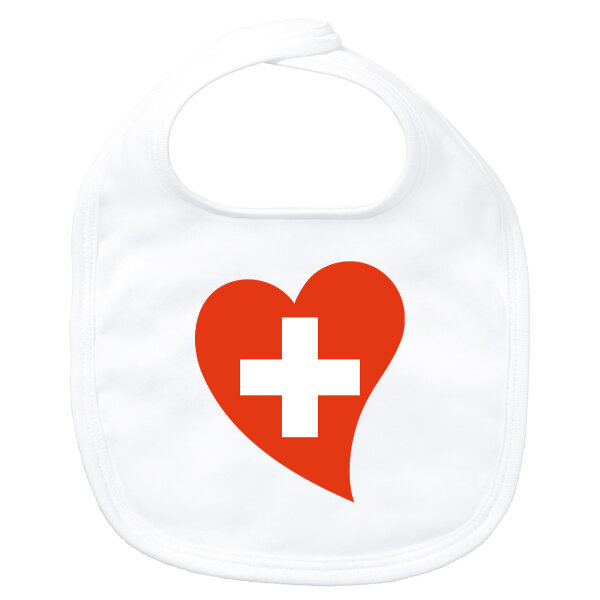 Baby Lätzchen Schweiz Flagge Herz Klettverschluss