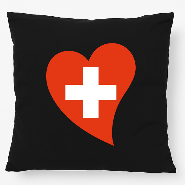 Kissen Schweiz Flagge Herz 40x40cm