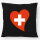 Kissen Schweiz Flagge Herz 40x40cm