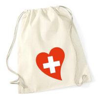 Turnbeutel Schweiz Flagge Herz 12 Liter