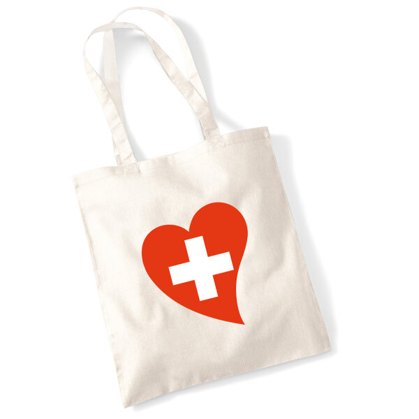 Jutebeutel Schweiz Flagge Herz 10 Liter