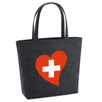 Filz Shopper Schweiz Flagge Herz 22 Liter
