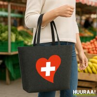 Filz Shopper Schweiz Flagge Herz 22 Liter
