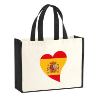 Jutetasche Spanien Flagge Herz 21 Liter Black