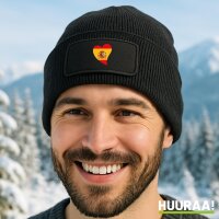 Beanie mit Patch Spanien Flagge Herz Black