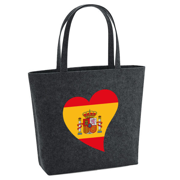 Filz Shopper Spanien Flagge Herz 22 Liter