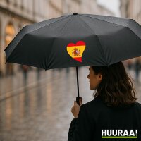 Regenschirm Spanien Flagge Herz 98cm Schwarz