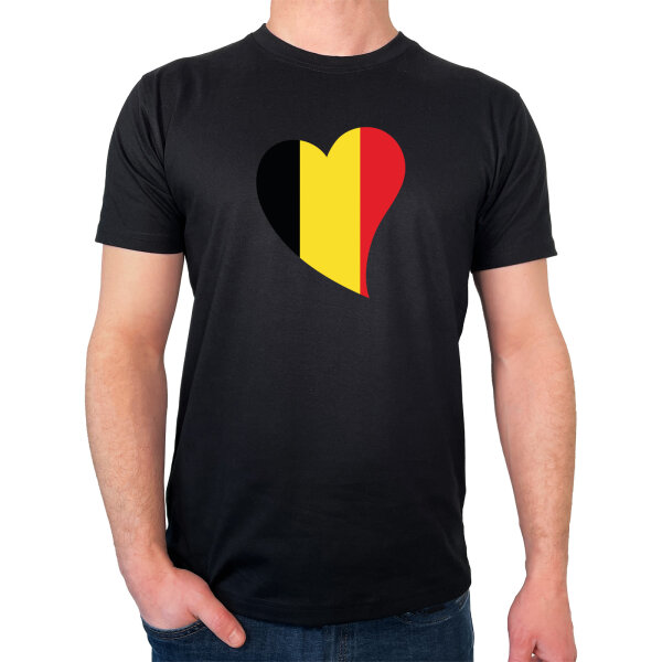 Herren T-Shirt Belgien Flagge Herz
