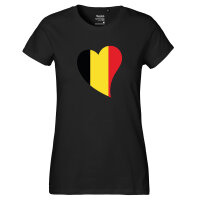 Damen T-Shirt Belgien Flagge Herz