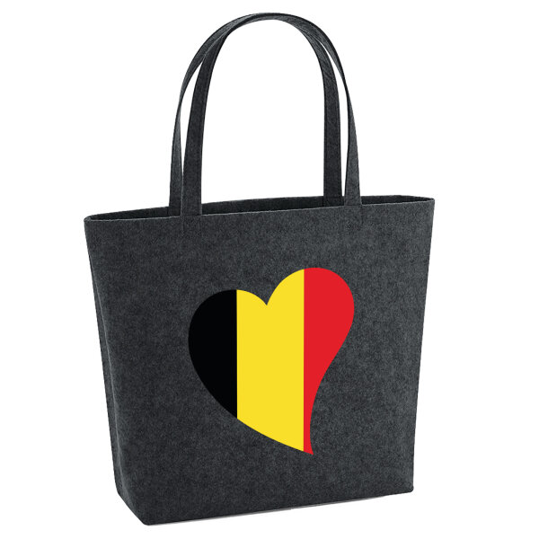 Filz Shopper Belgien Flagge Herz 22 Liter