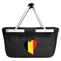 Einkaufskorb faltbar Belgien Flagge Herz 20 Liter Black