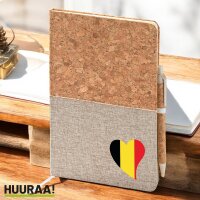 Notizbuch A5 Belgien Flagge Herz 80 Blatt inkl....