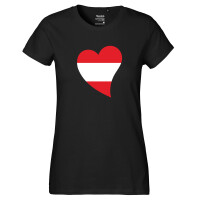 Damen T-Shirt Österreich Flagge Herz