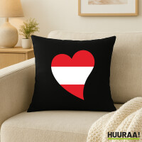 Kissen Österreich Flagge Herz 40x40cm