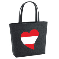 Filz Shopper Österreich Flagge Herz 22 Liter