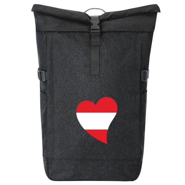 Kurierrucksack Österreich Flagge Herz 30-44 Liter Black Melange