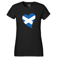 Damen T-Shirt Schottland Flagge Herz