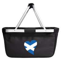 Einkaufskorb faltbar Schottland Flagge Herz 20 Liter Black