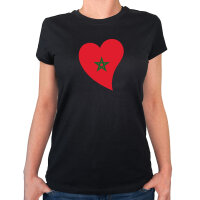 Damen T-Shirt Marokko Flagge Herz