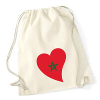 Turnbeutel Marokko Flagge Herz 12 Liter